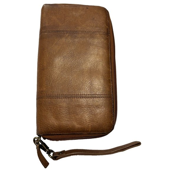 Duluth Lifetime Leather Brown Wallet Wristlet Card Holder Zip Around - Picture 3 of 7